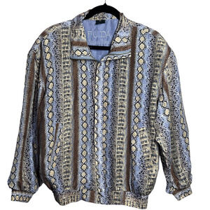 FUDA International Mens Vintage 100% Silk Snake Alligator Print Jacket Size Med
